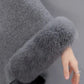 [El mejor regalo para ella]🔥🔥 Elegante abrigo poncho suelto con cuello de piel sintética de color sólido🌷🌷